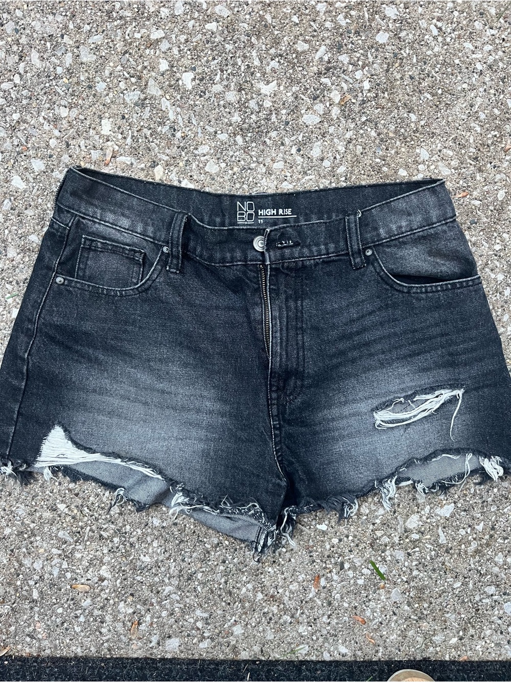 NOBO Black Distressed High Rise Shorts Size 11 Grunge Y2K